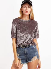 Coffee Short Sleeve Crushed Velvet T-shirt