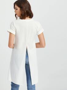 Slit Back Dip Hem T-shirt
