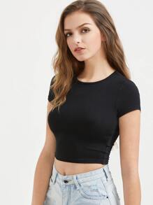 Black Slim Fit Crop T-shirt