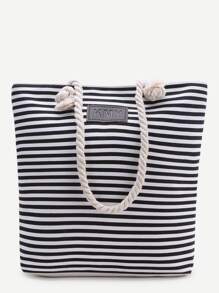 Black Striped Print Tote Bag