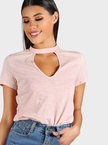 Cutout V Keyhole Slub Tee