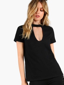 Cutout V Keyhole Slub Tee