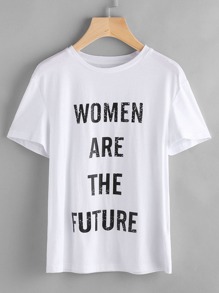 Slogan Print Short Sleeve Tee