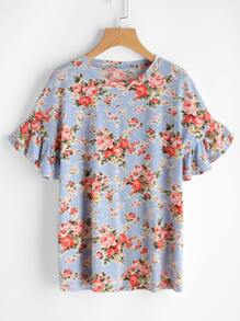 Frill Sleeve Ditsy Tee