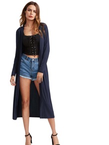 Collarless Longline Duster Coat