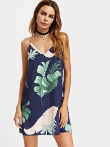 Palm Leaf Print Cami Dress