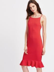 Frill Hem Cami Strap Bodycon Dress