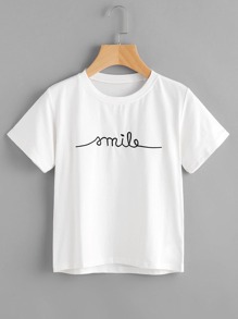 Letter Embroidered Tee