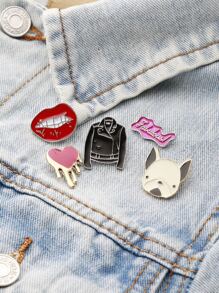 Dog And Lip Cute Brooch Set