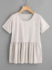 Cuffed Sleeve Slub Smock Tee