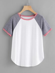 Contrast Binding Raglan Sleeve Tee