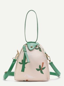 Palm Tree Print PU Shoulder Bag With Handle