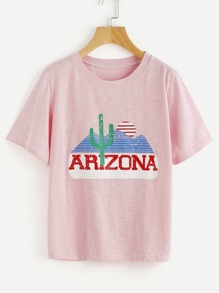 Graphic Print Slub Tshirt