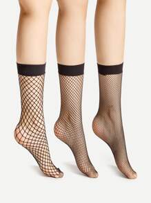 Fishnet Ankle Socks 3 Pairs