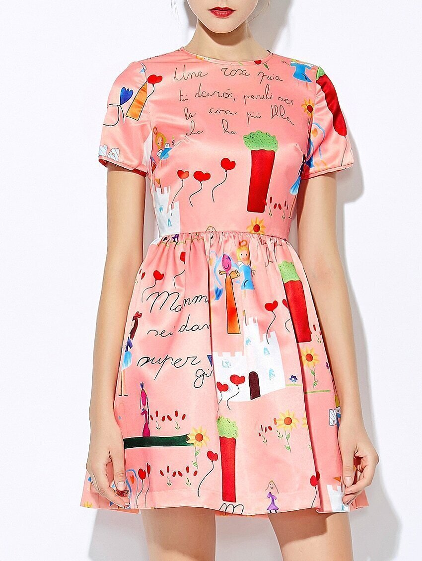 Cartoon print dress womens Clearance