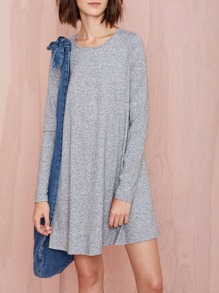 Grey Long Sleeve Casual Dress