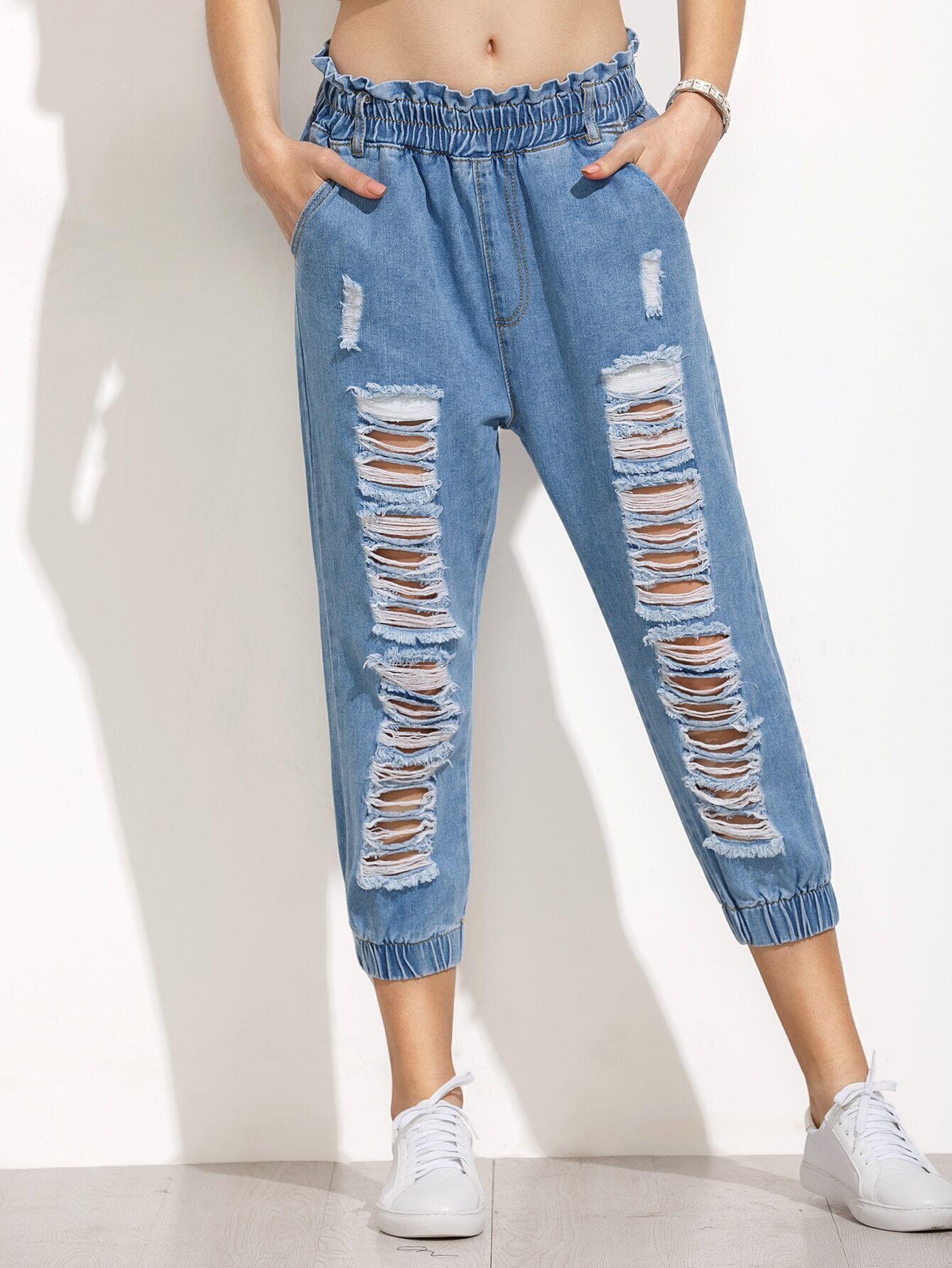 elastic hem jeans