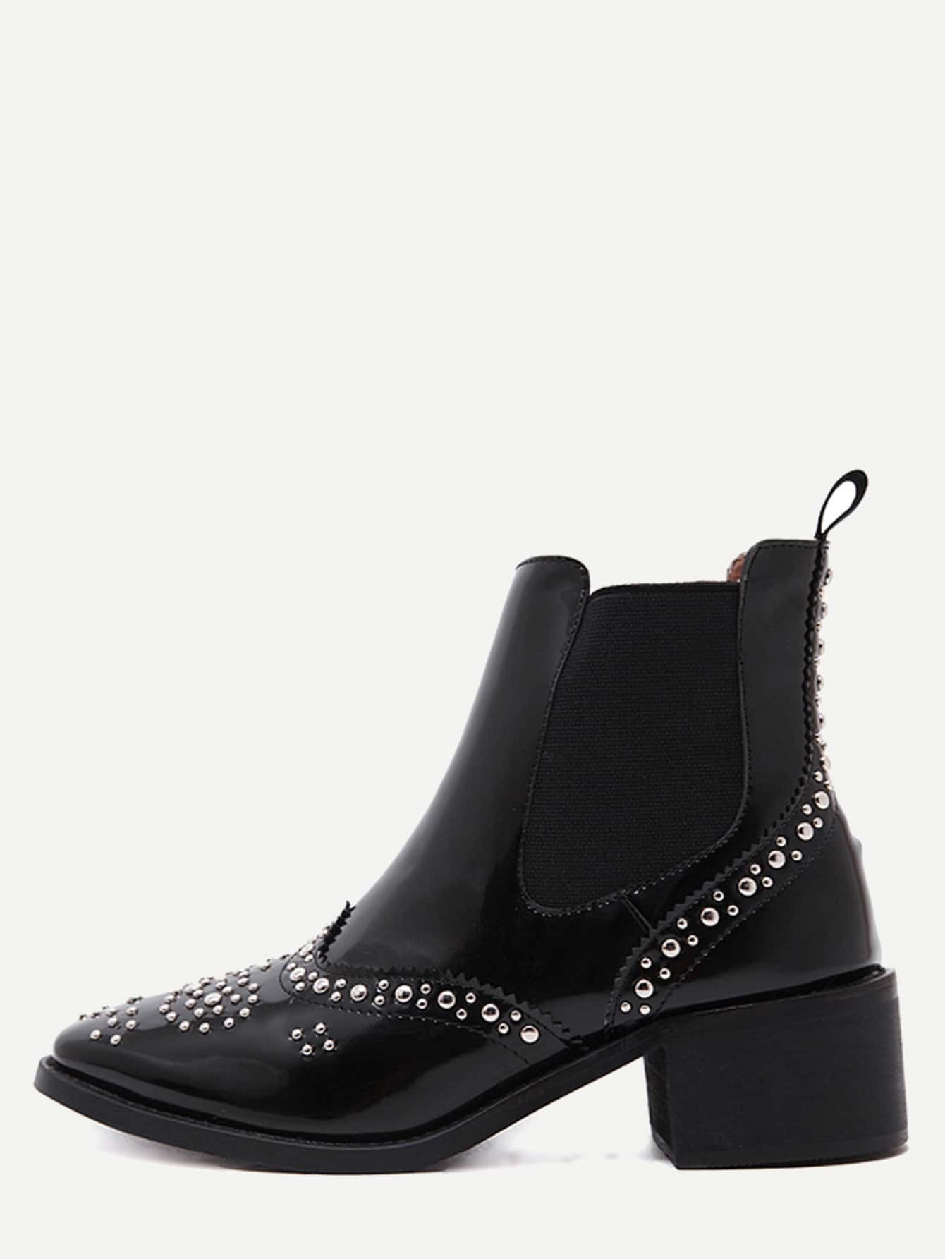 black patent studded boots