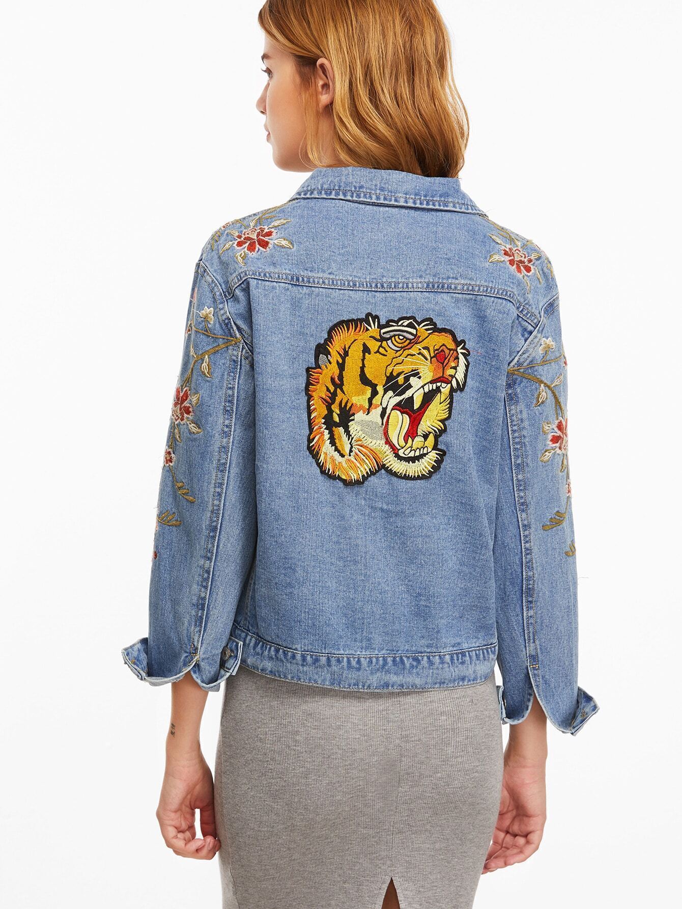 denim jacket with tiger on back