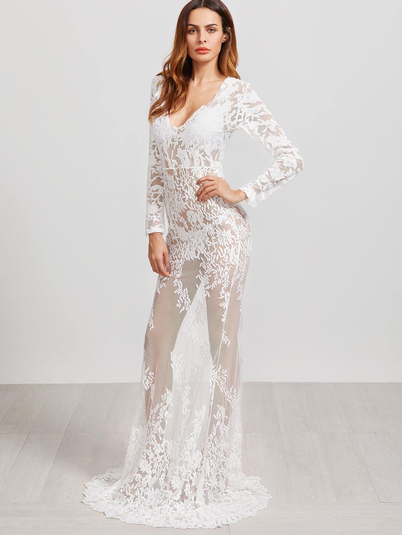 white mesh maxi dress