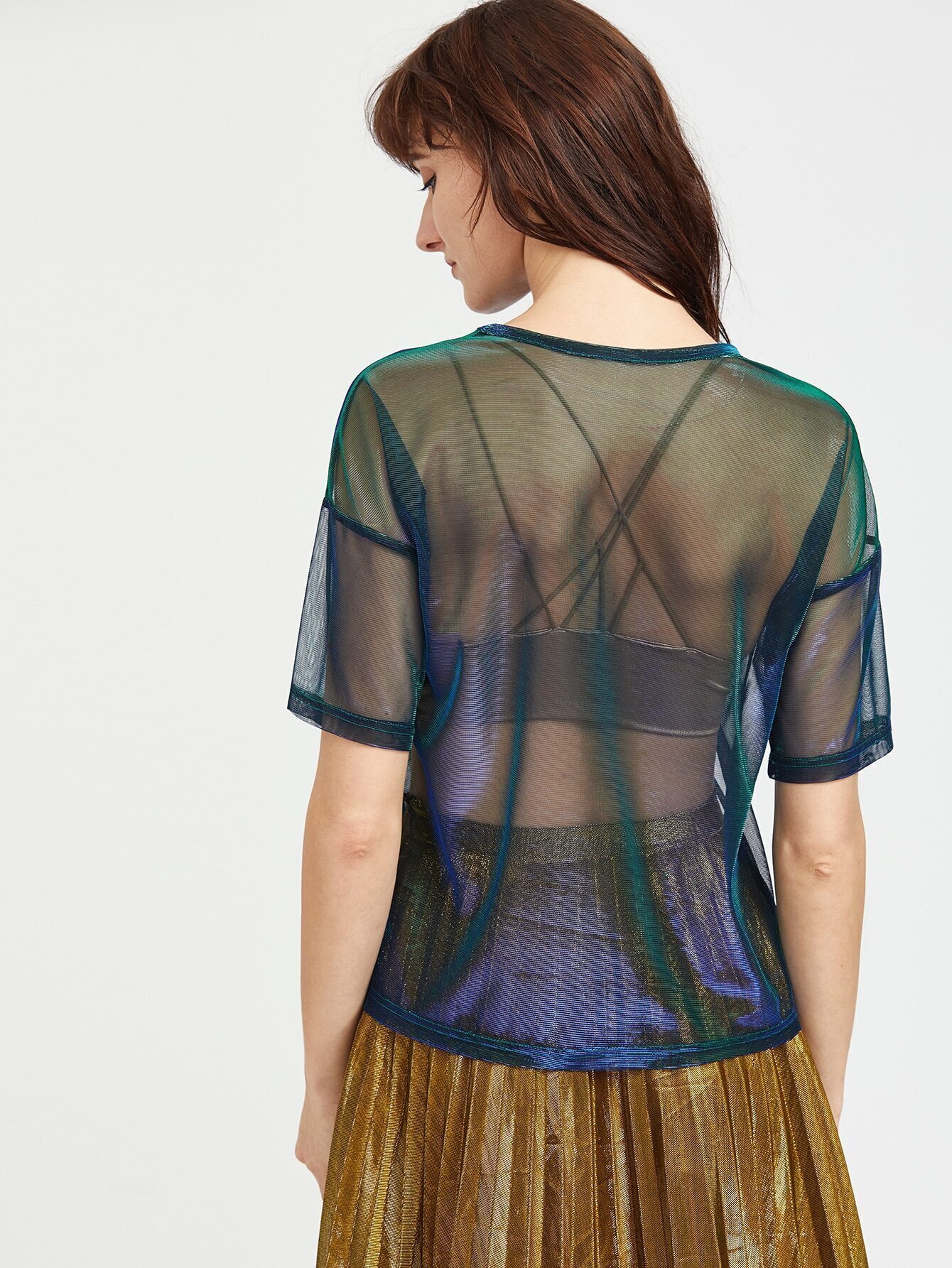 sheer iridescent top