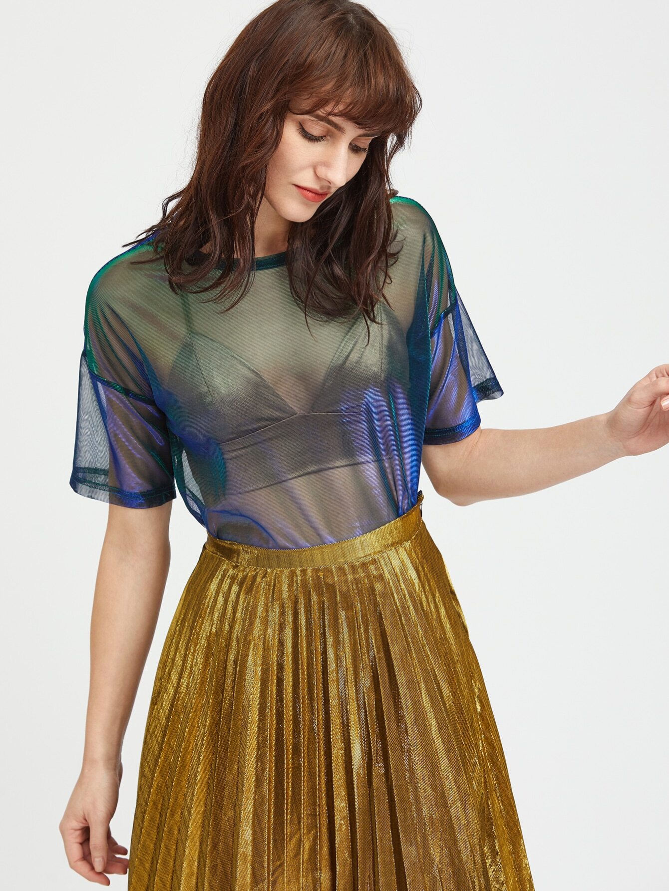 sheer iridescent top