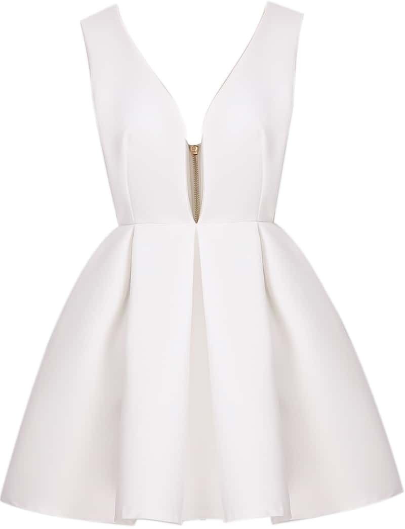 white v neck dress